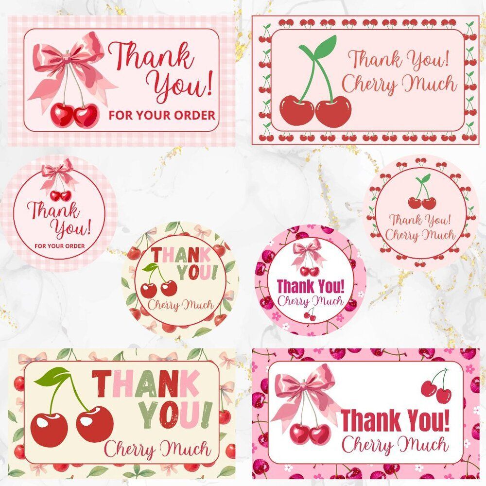 160 Pack Thank You Cards and Stickers Cherries